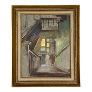 Ronald L. Marvin Jr. Original Impressionist Oil Painting Stairwell Interior For Sale