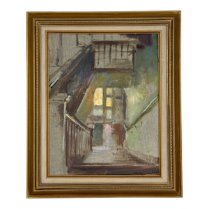 Ronald L. Marvin Jr. Original Impressionist Oil Painting Stairwell Interior