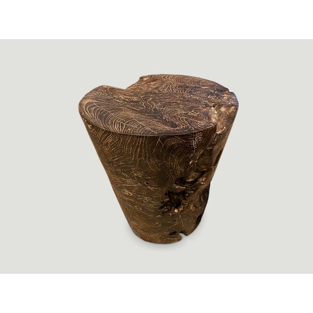 Andrianna Shamaris Single Charred Teak Side Table For Sale - Image 4 of 6