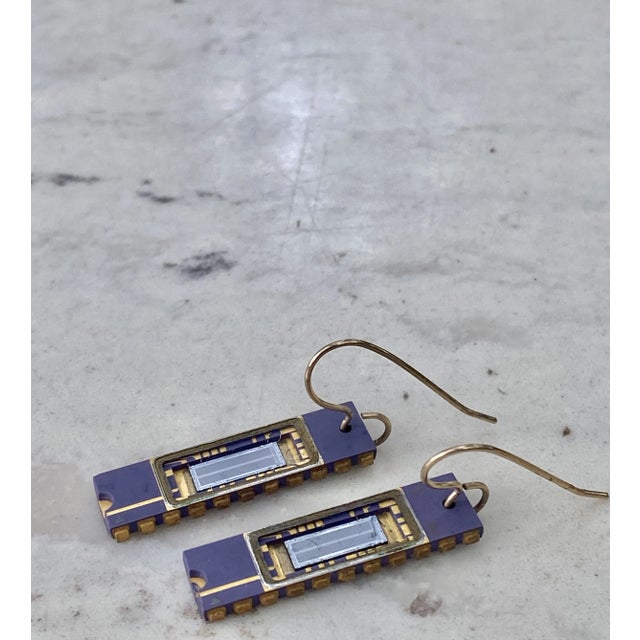 Artist-Made Computer Chip Earrings For Sale - Image 4 of 12
