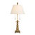 Vintage Monumental Stiffel Neoclassical Brass Dual-Light Table Lamp With Ivory Linen Shade For Sale