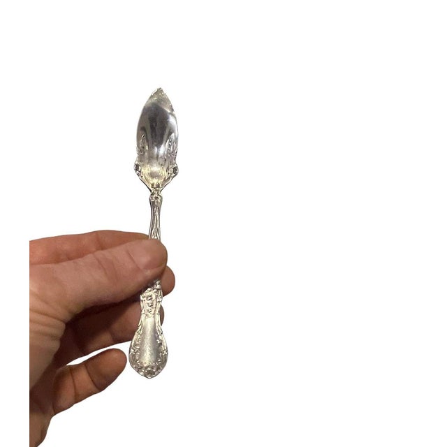 Art Nouveau 1909 Art Nouveau Rogers & Bro. "Florette" Silverplate Citrus Spoons - Set of 5 For Sale - Image 3 of 5