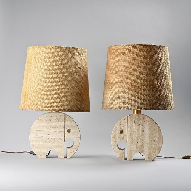 Vintage Elephant Table Lights in Travertine by Fratelli Mannelli, 1970, Set of 2 For Sale - Image 13 of 18