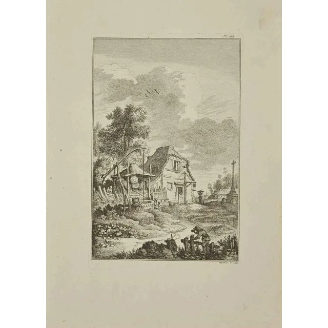Landscape is an etching realized by Pierre Quentin Chedel in 1755. Good conditions. Signed on Plate. The artwork is...