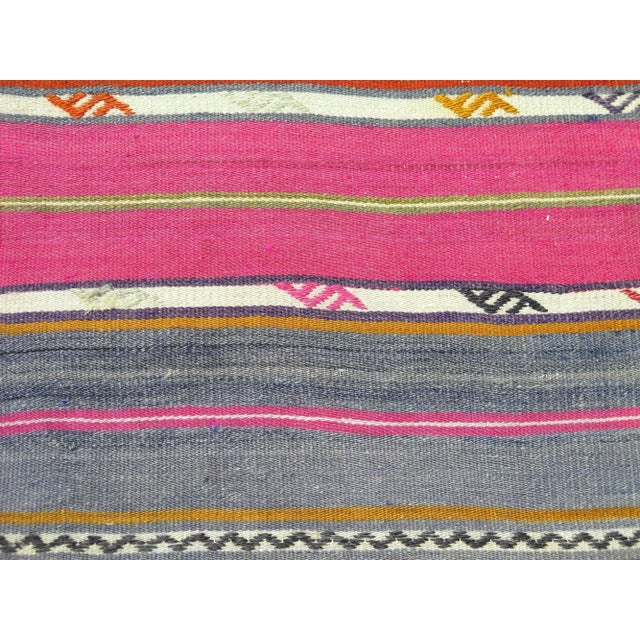 Hot Pink Mid 20th Century 70s Cute Vintage Runner Rug Turkish Kilim Runner For Sale - Image 8 of 11