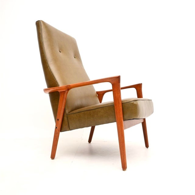Vintage Swedish Armchair in Walnut and Leather attributed to Inge Andersson from Bröderna Andersson, 1960 For Sale - Image 6 of 10