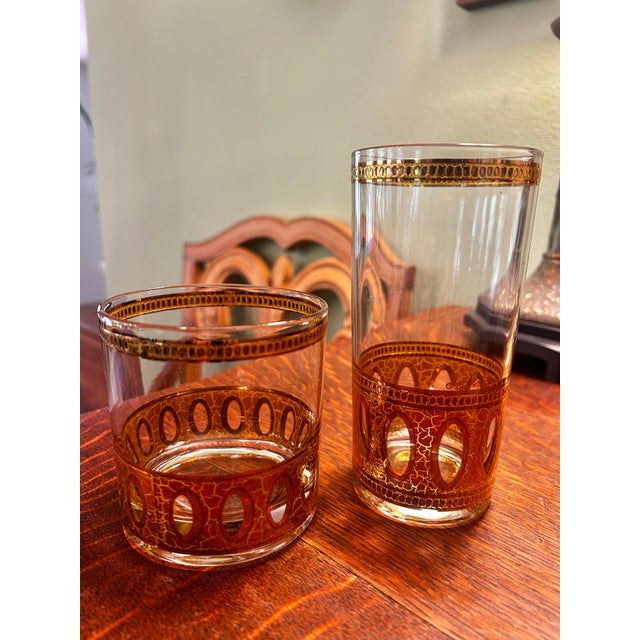 Mid 20th Century Culver LTD “Antigua” 22kt Gold Barware Glasses - A Set of 16 For Sale - Image 11 of 12