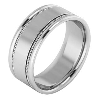 10MM WIDE MILGRAIN EDGE Platinum Plain Wedding Band Ring 24.2 Grams, COMFORT FIT For Sale