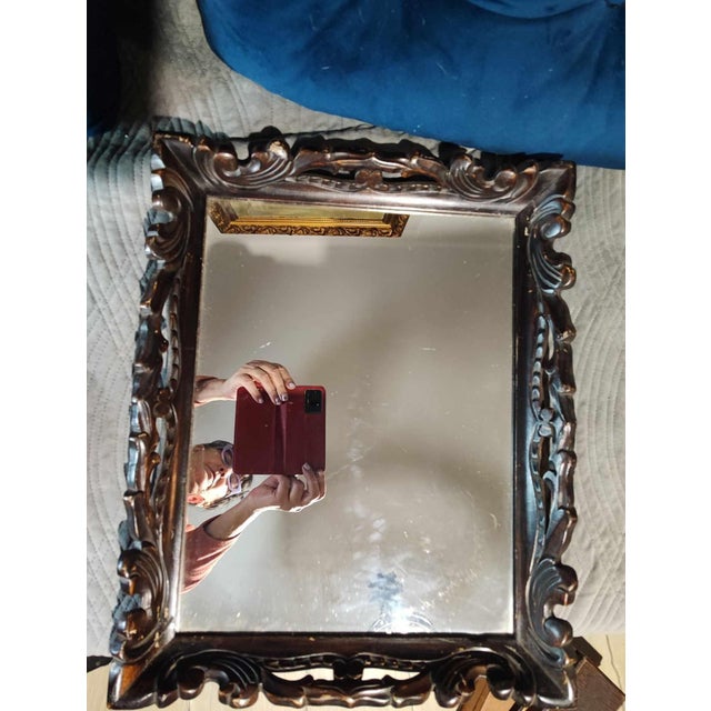 Wood Carved Wood Wall Mirror, 1890s For Sale - Image 7 of 8