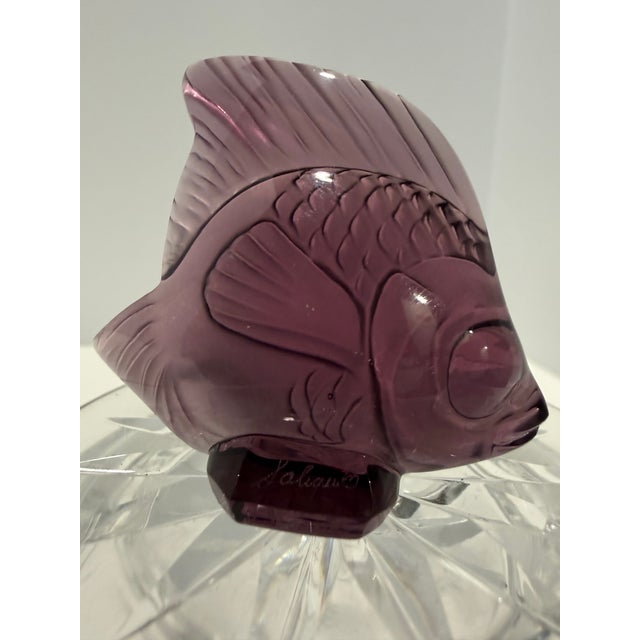 Lalique Late 20th Century Lalique Amethyst Crystal Fish Sculpture – Signed Lalique France For Sale - Image 4 of 11