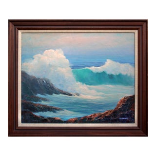 Mid Century Northern California Rocky Shore Seascape by Cecil F. Chamberlin For Sale