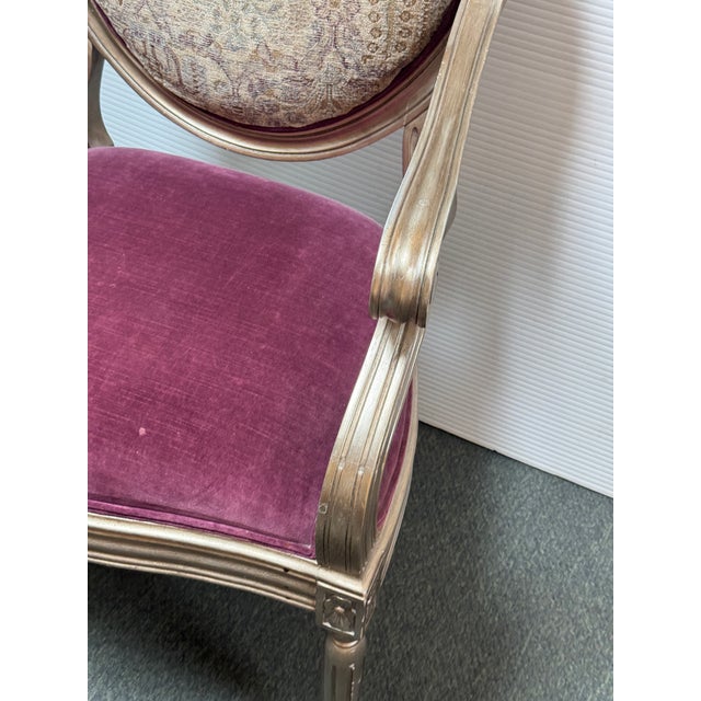 Burgundy Italmond Furniture French Louis XVI Style Armchair For Sale - Image 8 of 12