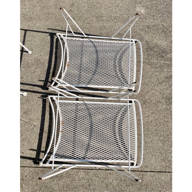 1950s Maurizio Tempestini for Salterini Radar MCM White Wrought Iron Lounge Chairs With Footrests, 4 Pieces For Sale - Image 11 of 12