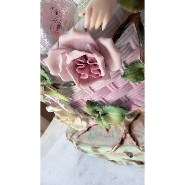 Figurative 1950s Mid-Century Arnart "Harvest Time" Figural Porcelain Basket Planter Centerpiece by J. Morie For Sale - Image 3 of 17