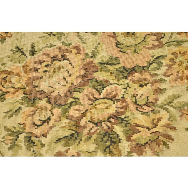 Wood Antique French Country Louis XV Victorian Floral Tapestry Arm Chairs - A Pair For Sale - Image 7 of 12