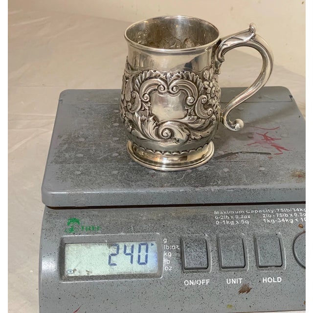 Antique 18th Century Irish Dublin Tooled Sterling Silver Chased Mug Cup Stein For Sale - Image 14 of 15