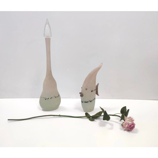 Postmodern Vintage Scavo Glass Bottle by Luigi Mellara, 1970s For Sale - Image 3 of 15