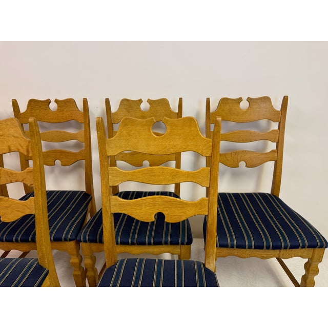 Vintage Razorblade Dining Chairs in Oak by Henning Kjaernulf, 1960s, Set of 6 For Sale - Image 14 of 17