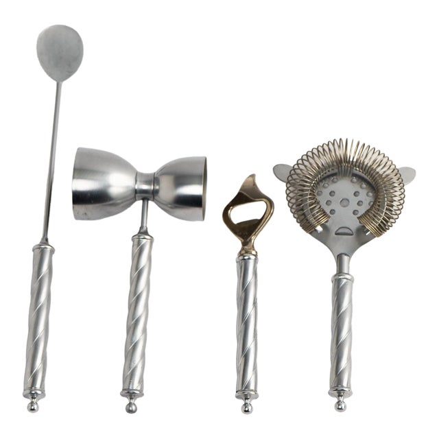 Vintage Italian Twist Handle Bar Tool Set - Set of 4 For Sale