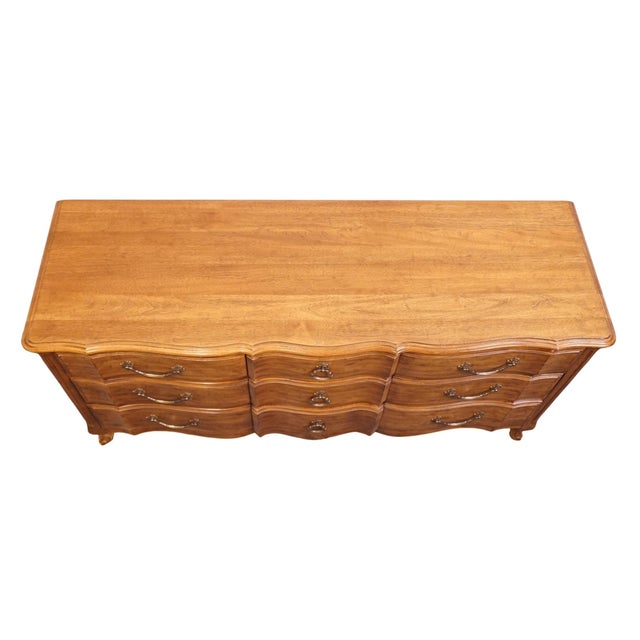 Davis Cabinet Co. Solid Walnut Country French Provincial 64" Triple Dresser 1702 - Fleming Finish For Sale - Image 10 of 15