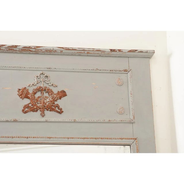 19th Century French 19th Century Painted Trumeau With Original Mirror Glass For Sale - Image 5 of 10