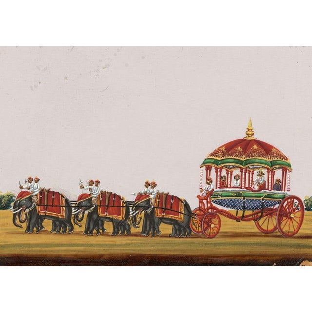 An original Indian Company School gouache painting c.1850 – Rajah's State Coach, Tanjore.A fantastically vivid Indian...
