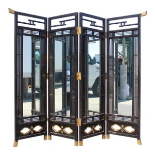 19th Century Japanese Meiji Period Mirrored Screen For Sale