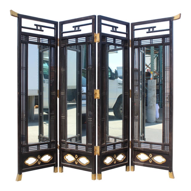 19th Century Japanese Meiji Period Mirrored Screen For Sale