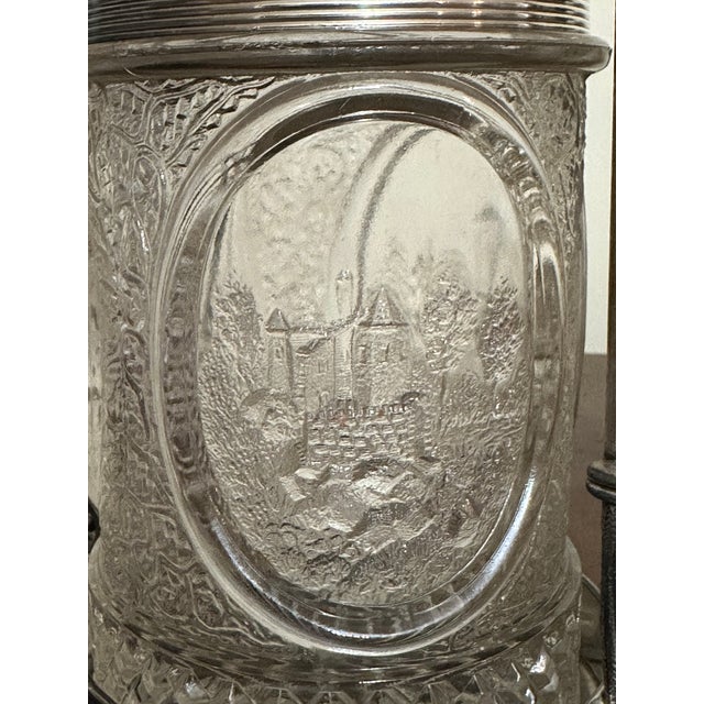 Antique Silver Plate Pickle Castor, Victorian Pressed Glass, Country Scenes, Quadruple Plate For Sale - Image 10 of 14