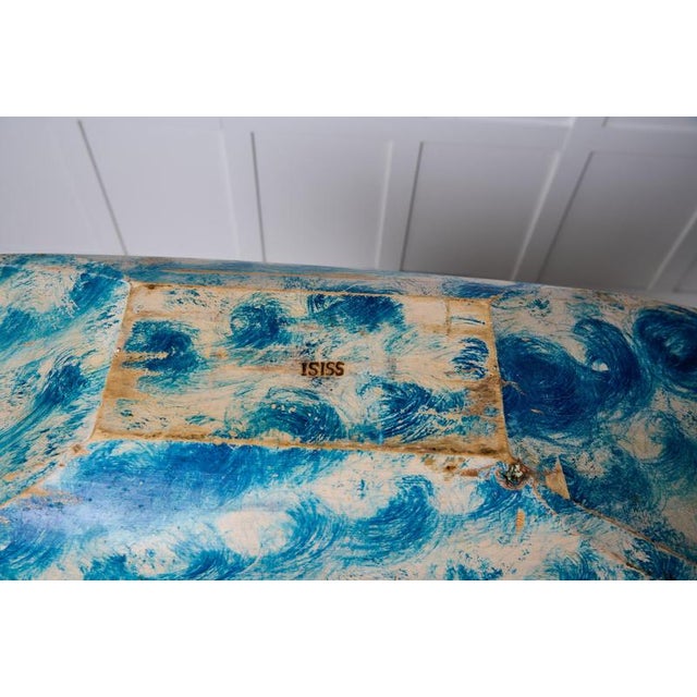 Antique Swedish Wooden Blue Marbled Trough For Sale - Image 6 of 7