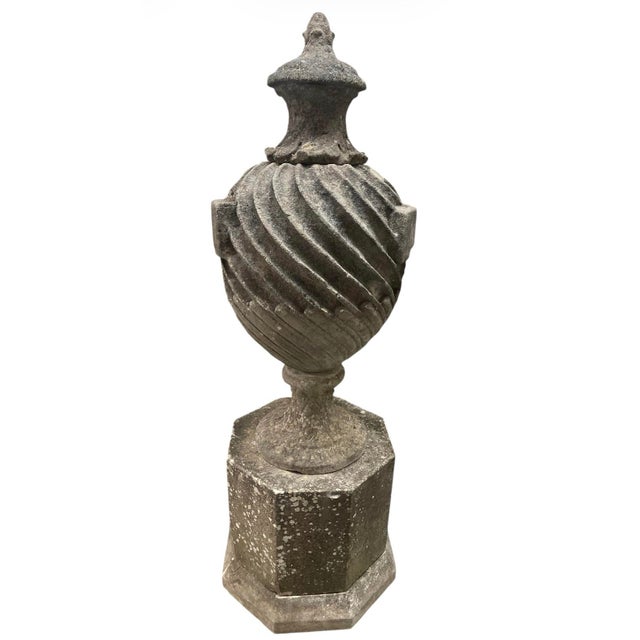 Stone Classic Cast Stone Spiral Urn Finial For Sale - Image 7 of 12