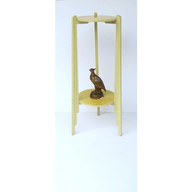 Early 20th Century Yellow Art Deco Column Pillar Pedestal Stand With Lower Shelf, 1 of 2 Available For Sale - Image 5 of 13
