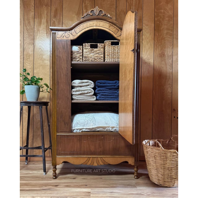 Wood Early 20th Century Walnut Armoire For Sale - Image 7 of 11