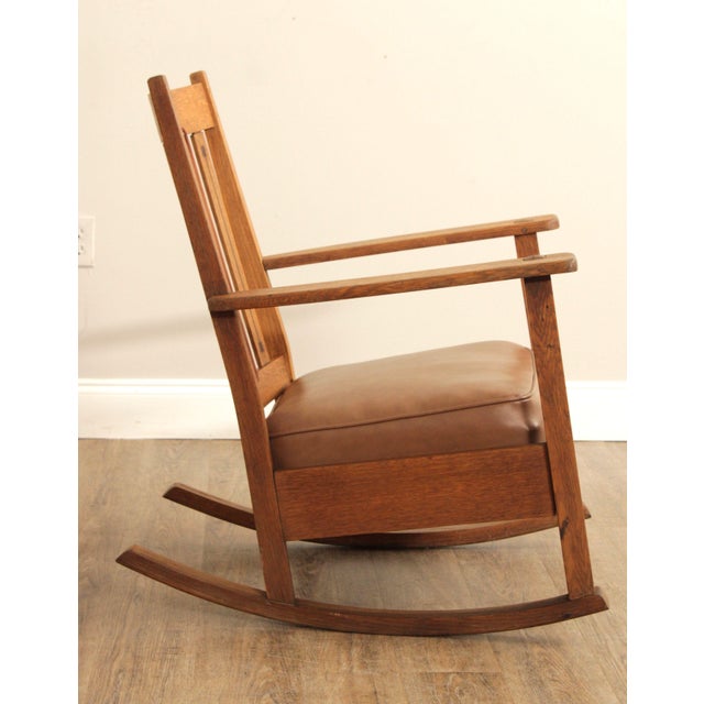 Limbert Mission Inlaid Oak Rocker For Sale In Philadelphia - Image 6 of 12