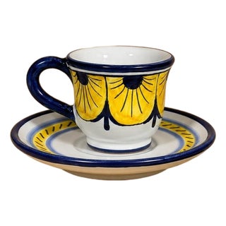 Stratificata Espresso Cup & Saucer | Hand-Painted Italian Espresso Set From Deruta For Sale