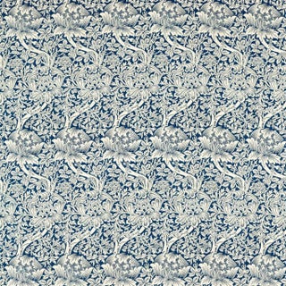 Morris & Co Rose & Thistle Fabric in Indigo For Sale