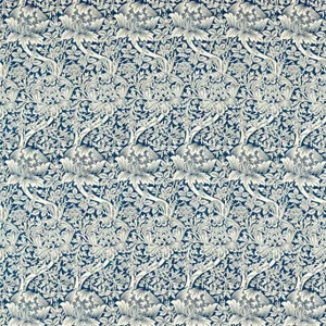 Morris & Co Rose & Thistle Fabric in Indigo