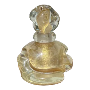 Mid 20th Century Gold Dust Murano Art Glass Style Perfume Bottle in the Manner of Barovier Toso