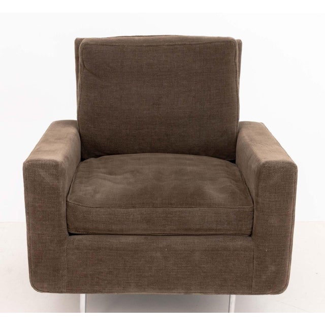 Mid-Century Modern Chenille Upholstered Easy Chair For Sale - Image 4 of 7