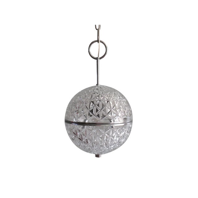 Cut Glass Spherical Pendant, Belgium, 1960s For Sale