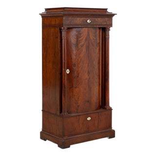 19th Century Danish Mahogany Column Cabinet With Bow Front Door For Sale