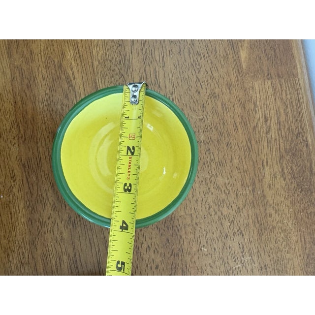 Vintage Mexican Pottery Chip & Dip Serving Set Hand Painted Yellow Green 2Pc For Sale - Image 13 of 14