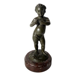Clodion, Small Sculpture Depicting Cupid, 1700, Bronze on Marble Base For Sale