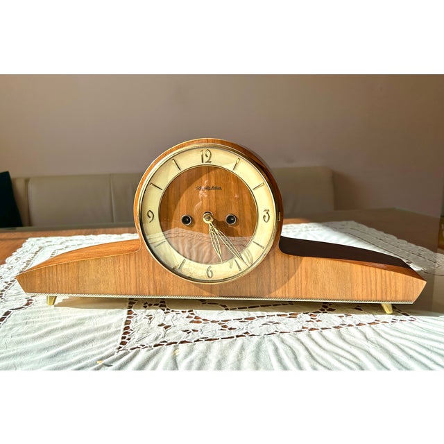 Vintage Mantel Clock in Wood, 1930s For Sale - Image 6 of 10