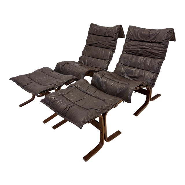 Pair of Ingmar Relling for Westnofa High Back “Siesta” Lounge Chairs With Footrests, 1960s For Sale