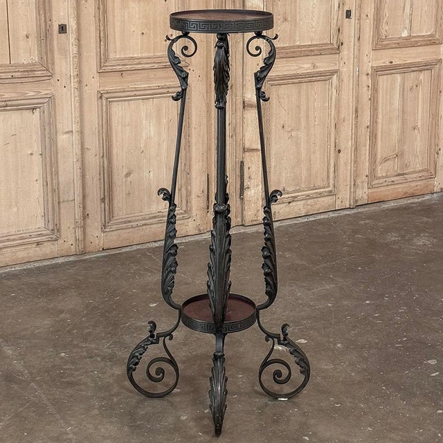 Antique Wrought Iron Two-Tiered Pedestal For Sale - Image 4 of 12