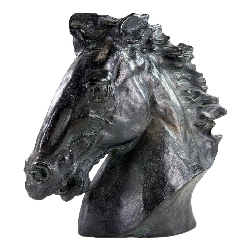 Mid-Century Vintage Equestrian Plaster Horse Bust | Chairish