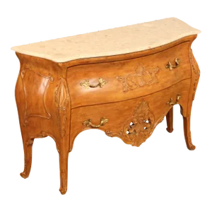 Italian Louis XV Style Marble Top Bombe Commode Chest