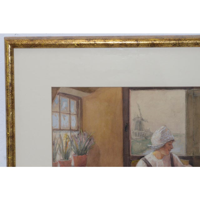G. Howard Hilder "A Family Moment in Volendam" Original Watercolor C.1930s For Sale - Image 4 of 13