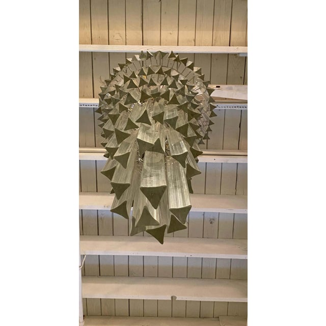 Transparent Italian Mid-Century Spiral Glass Chandelier For Sale - Image 8 of 10